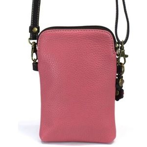 CHALA Mini Crossbody Phone Purse - Burgundy Strip Faux Leather With 2 Adjustable Straps, Fits Phone, Cards & Keys